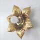 Applique lampe fleur feuilles métal doré 30cm