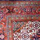 1940s vintage wool medallion rug, red and navy, 206 × 320 cm