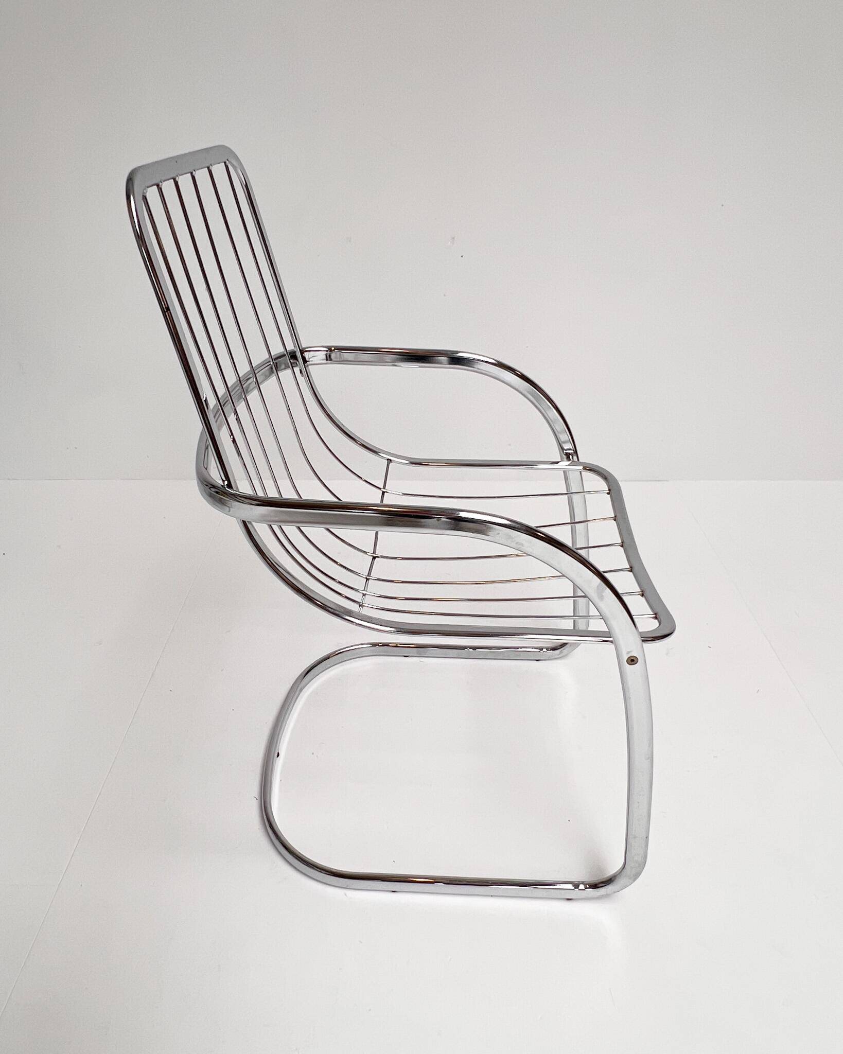 Set of 4 chrome wire chairs by Gastone Rinaldi for Rima, 1960s