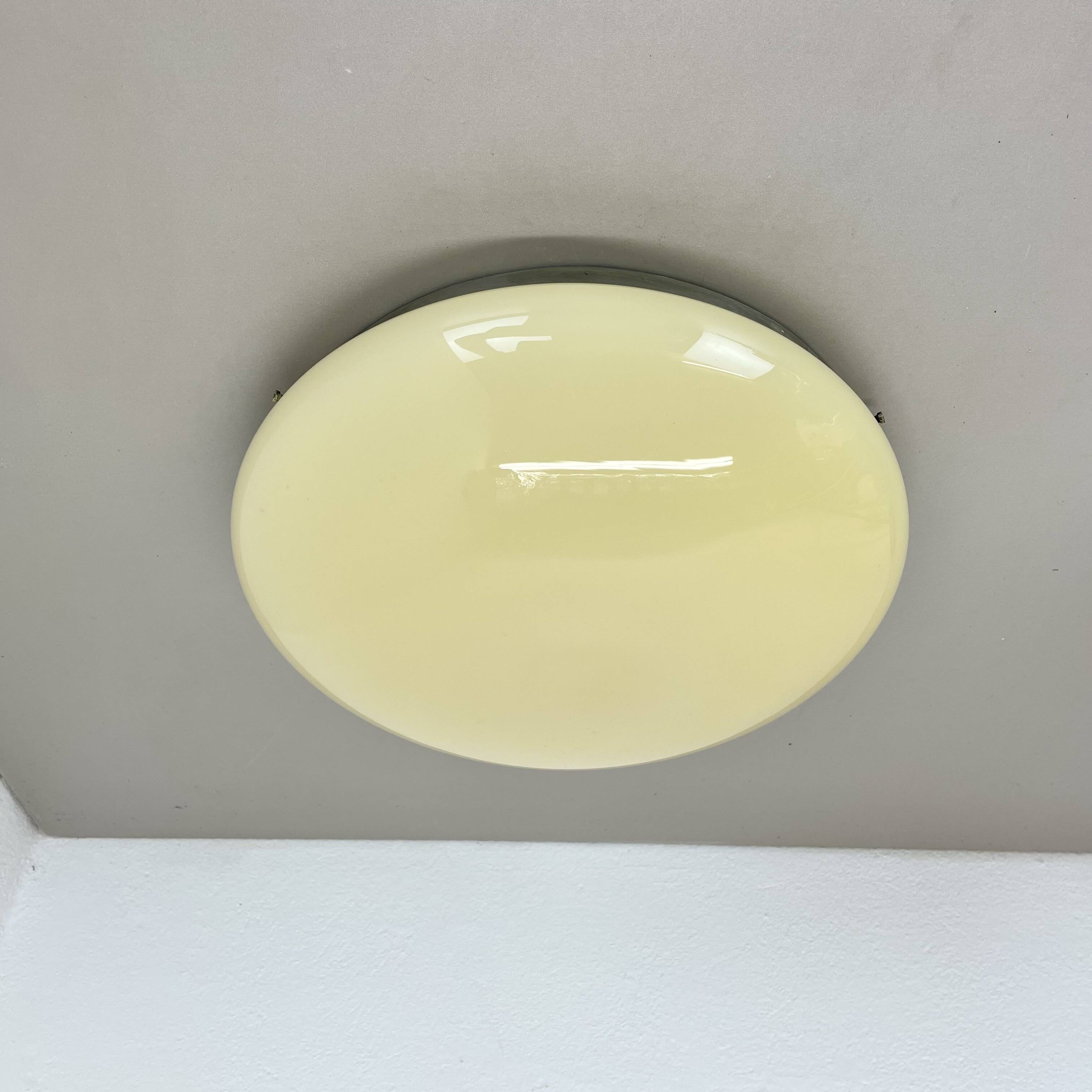 Large modernist art deco metal plafoniere ceiling flushmount light, france