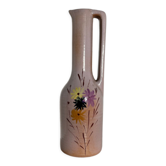Aiguière en céramique parme à motifs de fleurs peintes à la main H:32cm