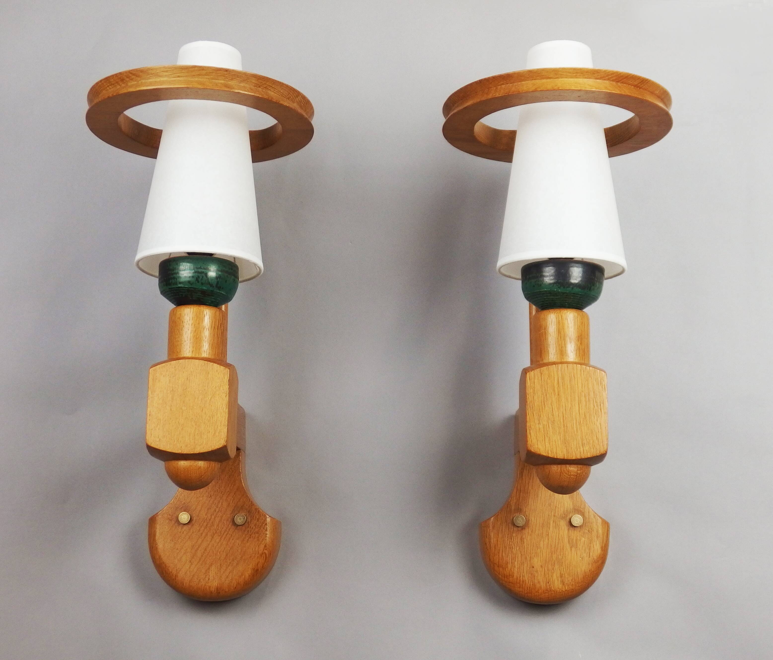 Pair of wall lights by Guillerme and Chambron