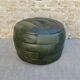 Pouf en patchwork de cuir vert, années 70