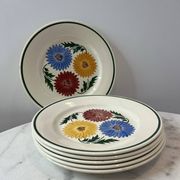 Set of 6 Chalons plates Digoin Sarreguemines with painted floral decoration.