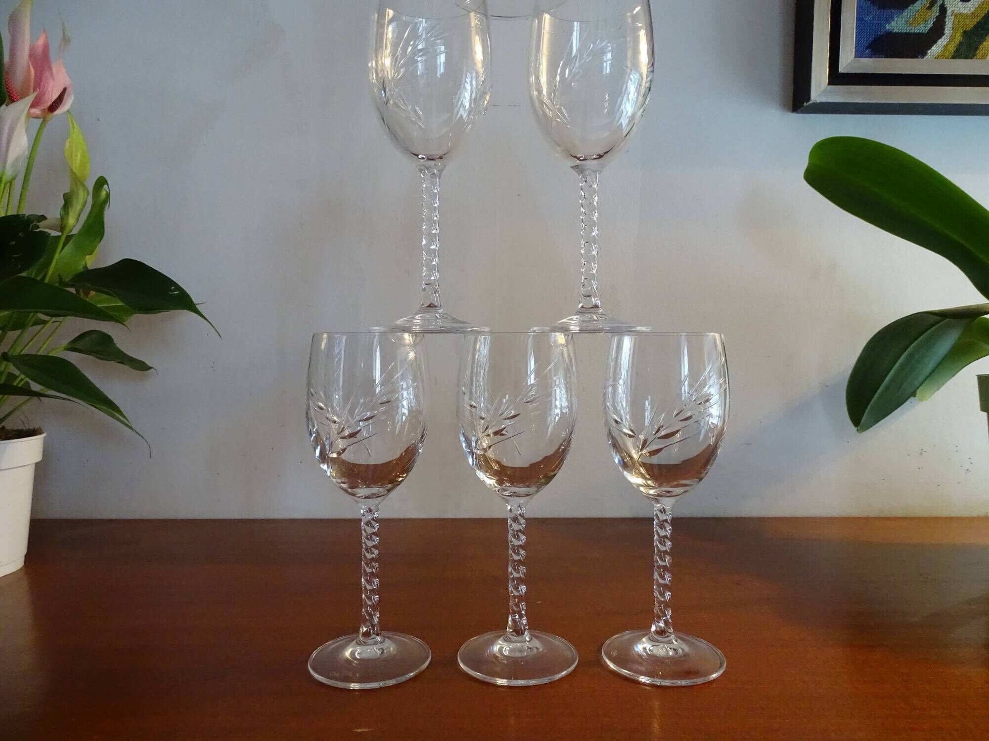 6 glasses of red wine crystal of Arques - Model fleury Epi signed - 17,6 cm