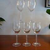6 glasses of red wine crystal of Arques - Model fleury Epi signed - 17,6 cm