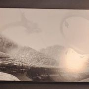 Large black and white artworks / photo collage (160x50) temple