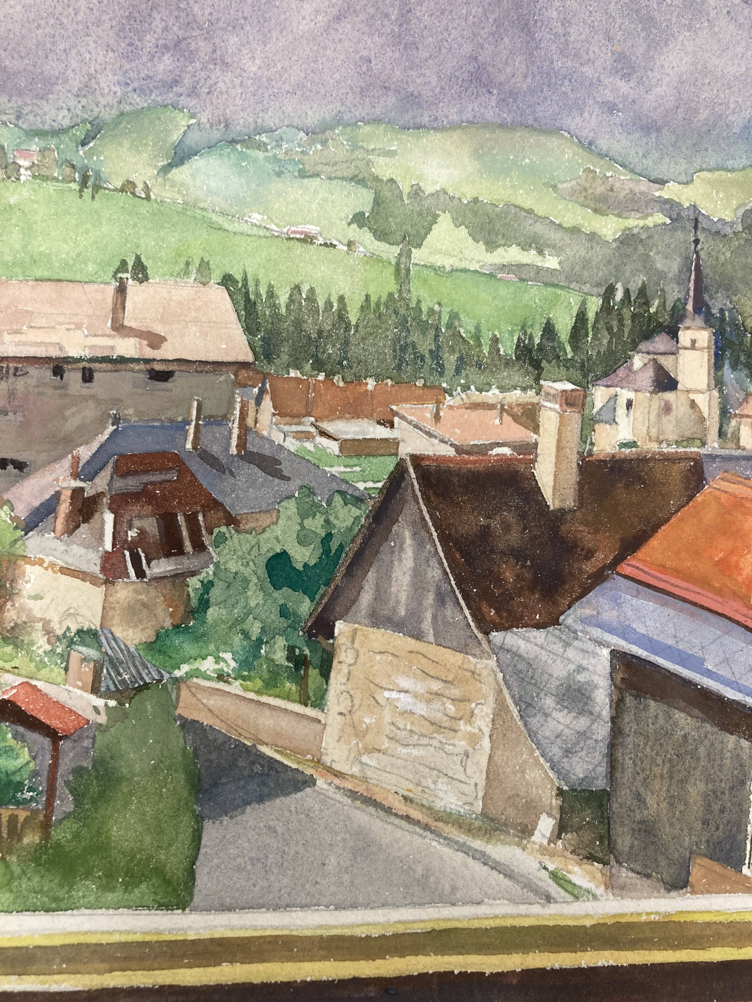 Watercolor mountain landscape