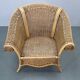 Vintage organic rattan armchair and round coffee table set, 1980s-1990s