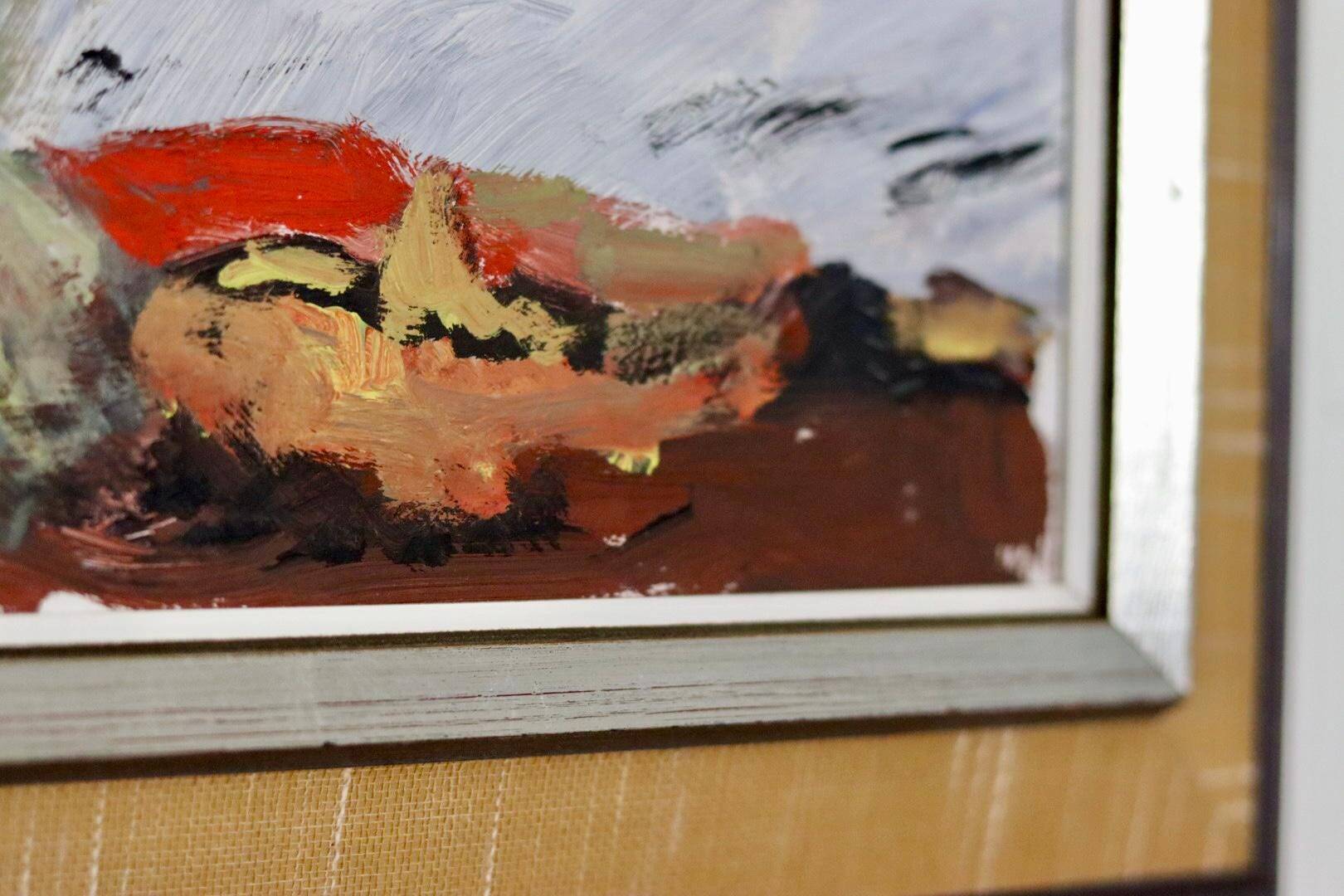 Oil painting on Swedish panel from the mid-century "Mountain Pattern" by H Öman.