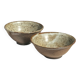 Duo of ceramic bowls interior glazed exterior matt raw earth