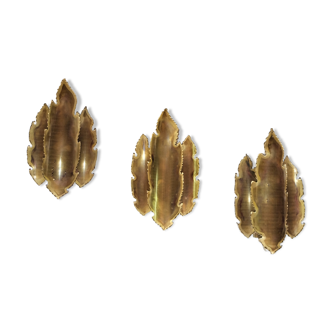 Svend Aage Holm Sorensen, Suite Of 3 Danish Brutalist Wall Lamps 1970