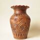 Wood effect sculpted ceramic vase