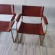 B34 armchairs, cognac leather and gilding