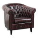 Cow leather Chesterfield club armchair in classic English style