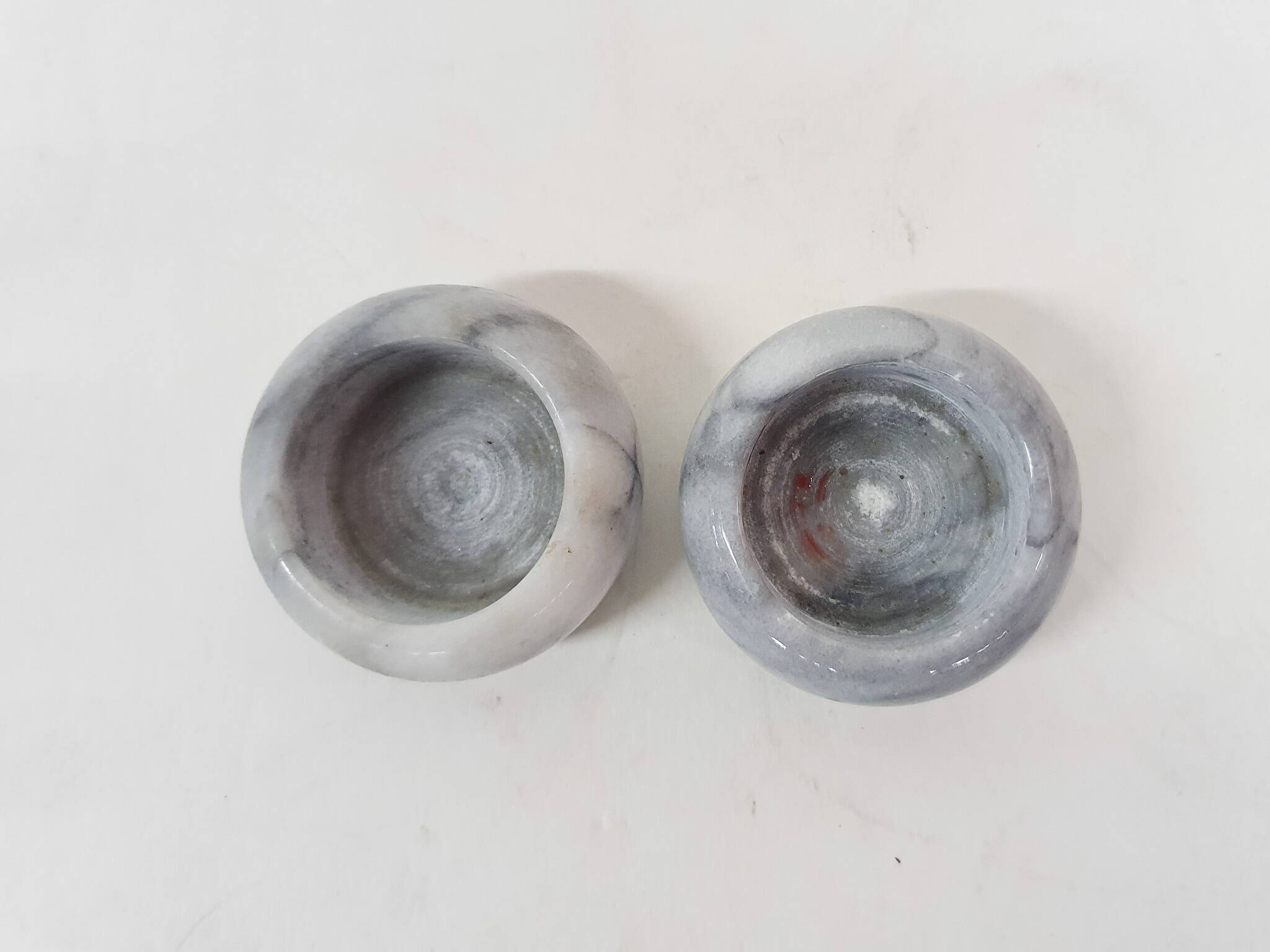 Set of two marble tea light holders, The Netherlands 1970's
