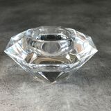 Glass table candle holder or crystal cast faceted diamond shape