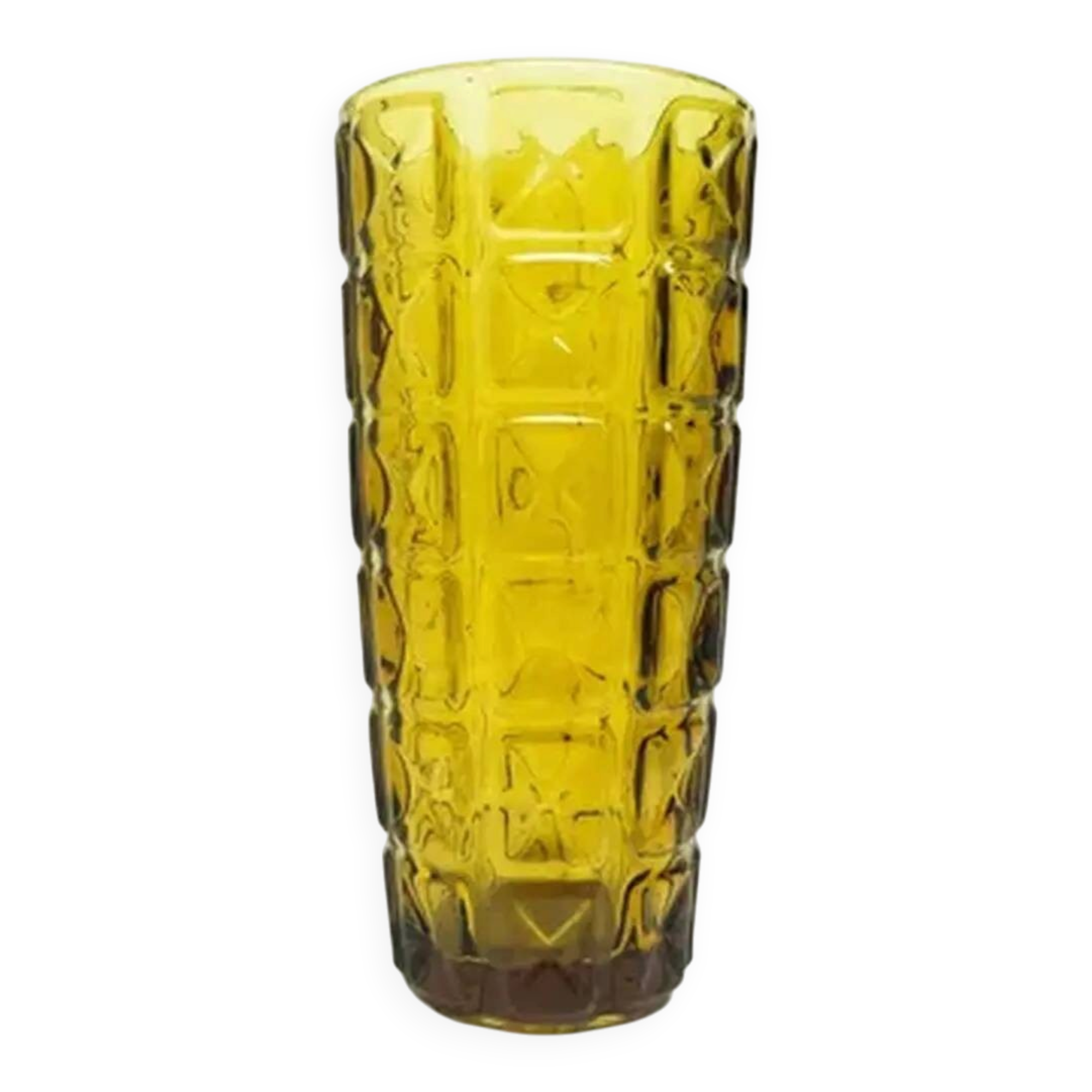 Envelope vase, modernism, pressed soda glass, design by J. S. Drosd, Ząbkowice, Poland, 1970s