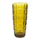Envelope vase, modernism, pressed soda glass, design by J. S. Drosd, Ząbkowice, Poland, 1970s