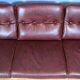 Mid Century Retro Swedish Burgundy Leather Arne Norell 3 Seat Sofa 70s