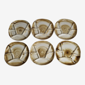 Ensemble de six assiette à compartiment Longchamp, 21 cm