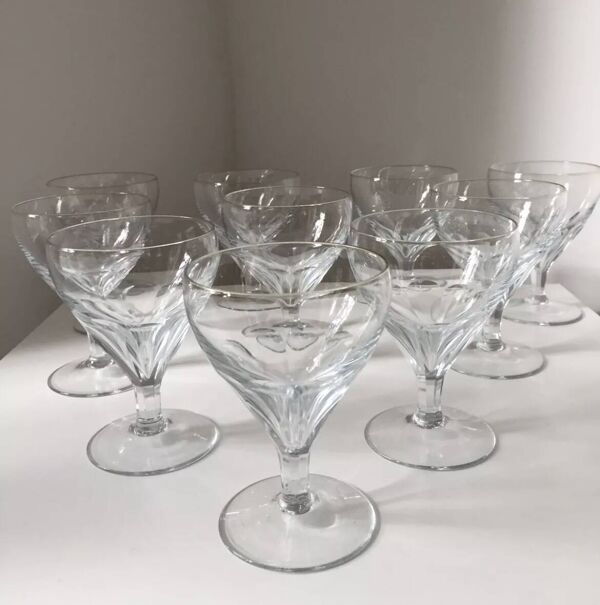 Ensemble de 10 verres vin cristal facette Saint Louis