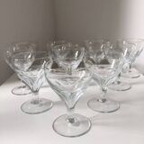 Set of 10 Saint Louis faceted crystal wine glasses
