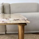 Table basse en laiton et marbre