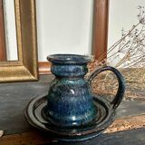 Enameled stoneware candle holder