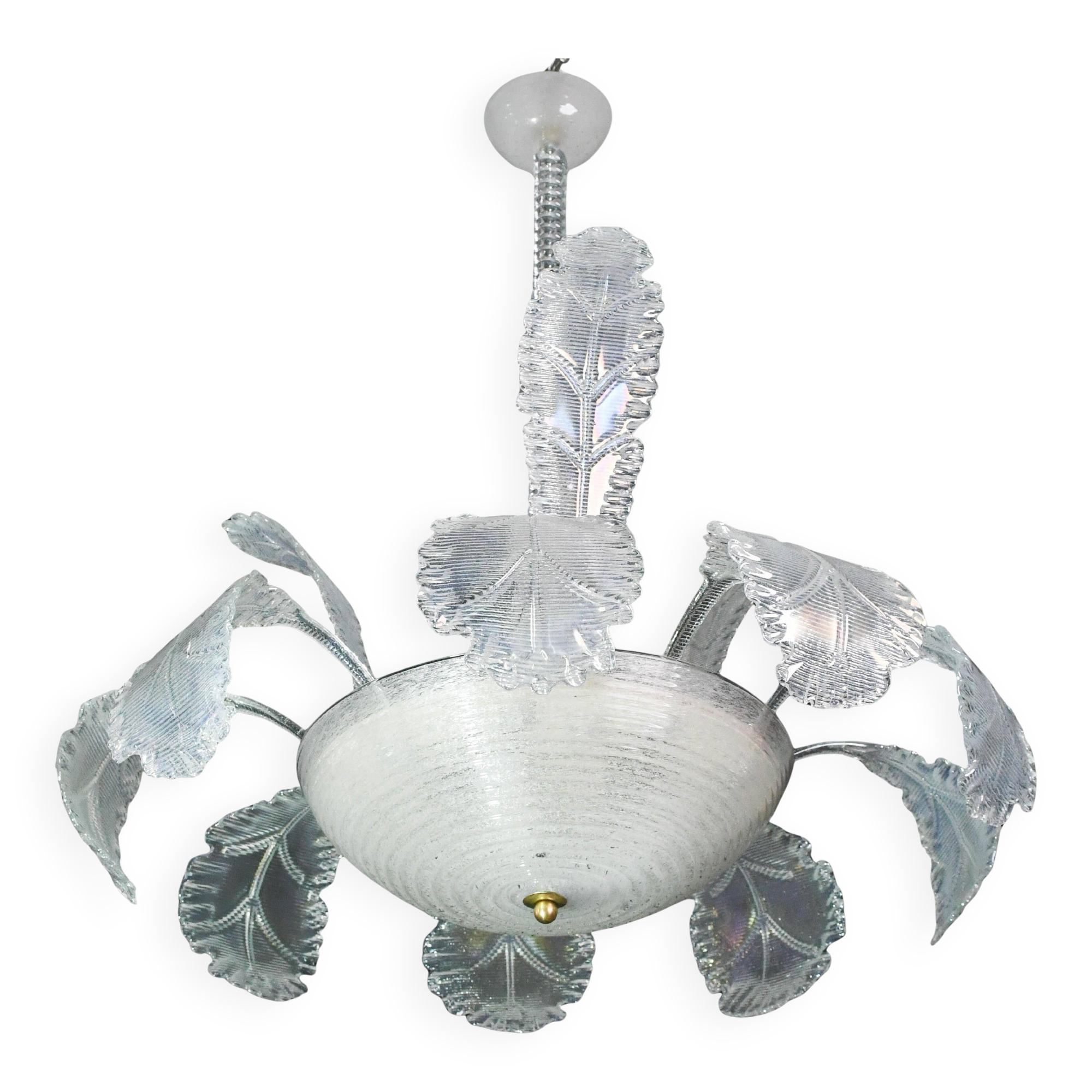 Luxury Barovier & Toso chandelier, Murano Pulegoso glass, 1950s