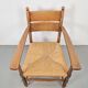 Vintage Dutch Bobbin Armchair in Oak and Rush, 1930s