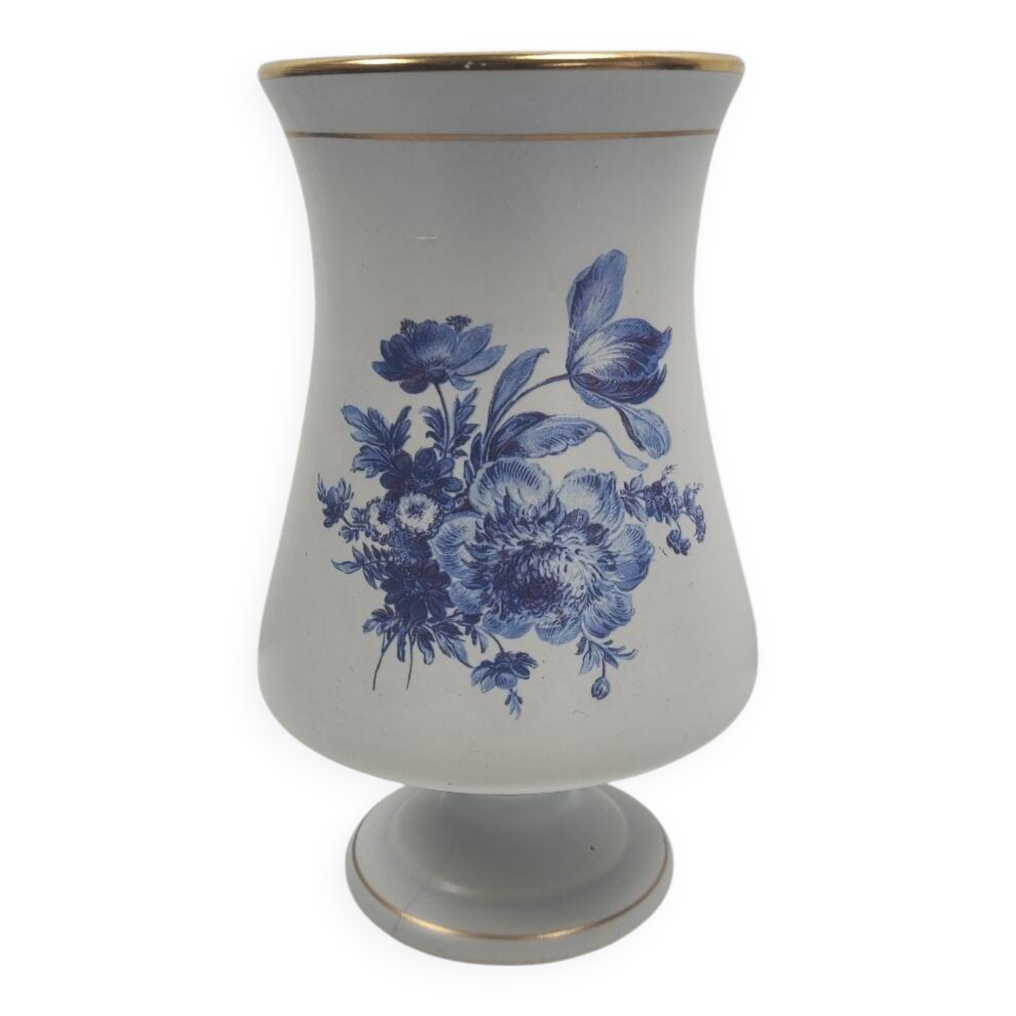 Vase Flora Keramiek Gouda Holland blue pink white 1881 Signed