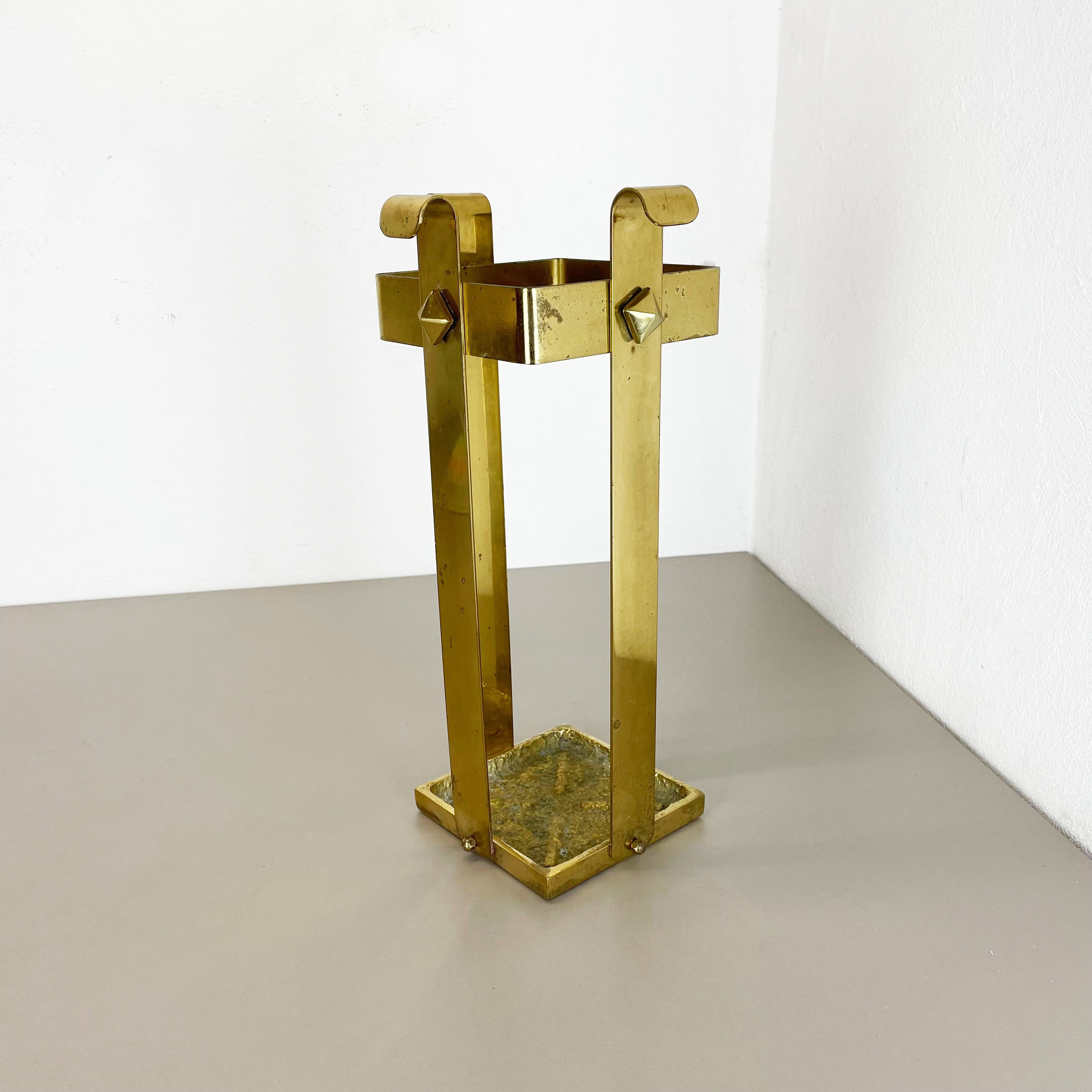 Original Hollywood Regency Solid Brass 3,3kg Umbrella Stand, Italy, 1970s