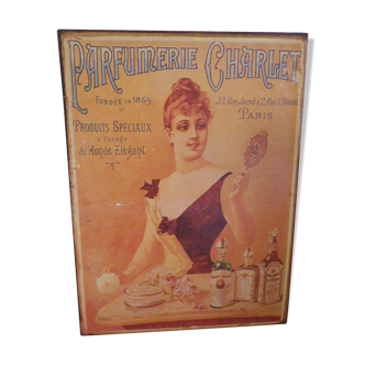 Plaque publicitaire vintage en tôle - Parfumerie Charlet - Paris