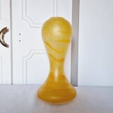 Vintage tulip shaped vase with flat base, in frosted (matte) blown glass