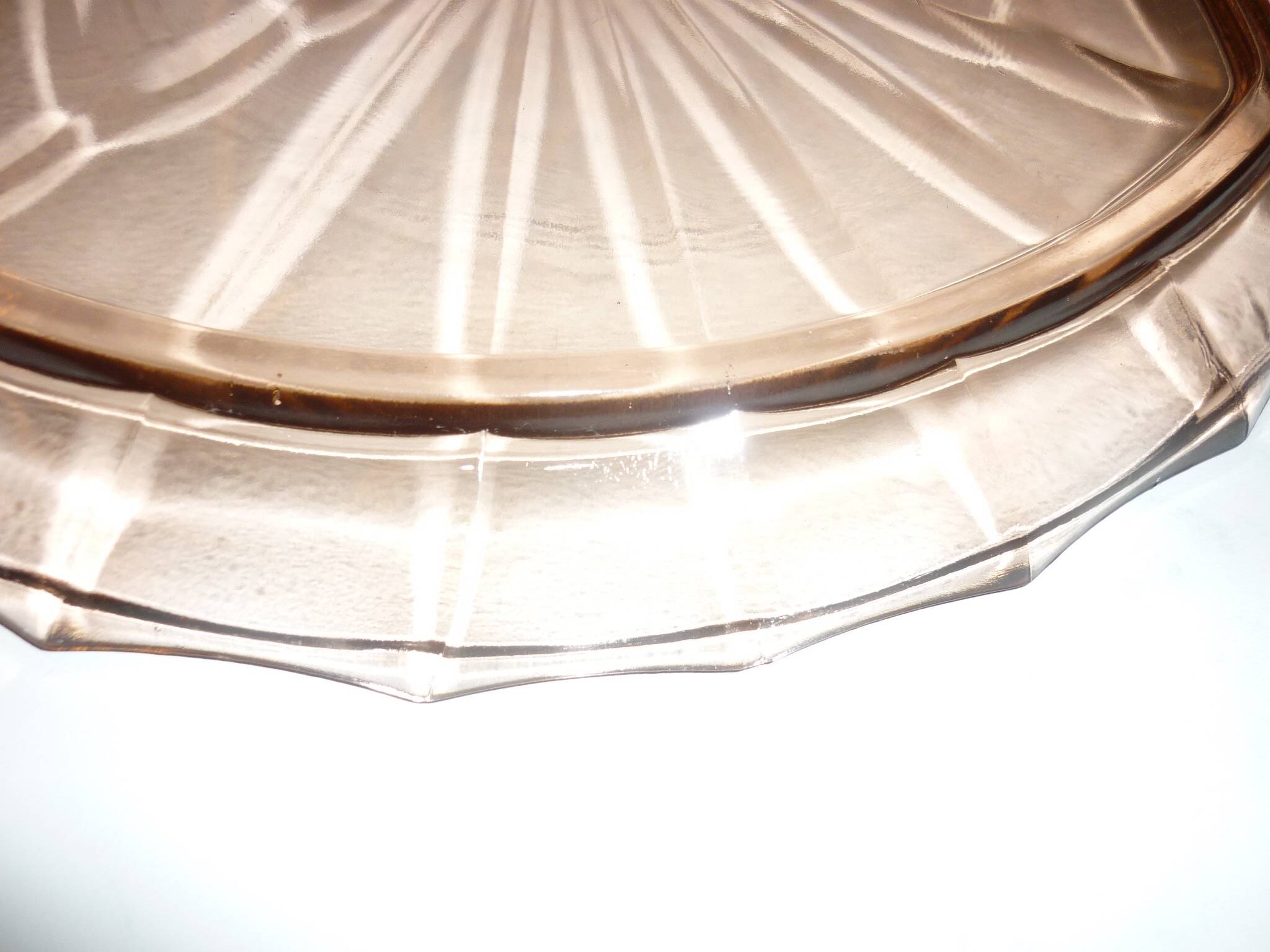 Clear pink glass serving dish