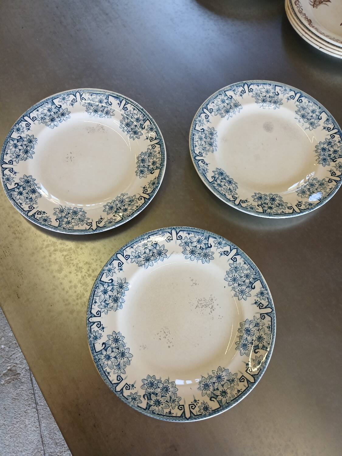 14 mismatched flat plates Terre de fer