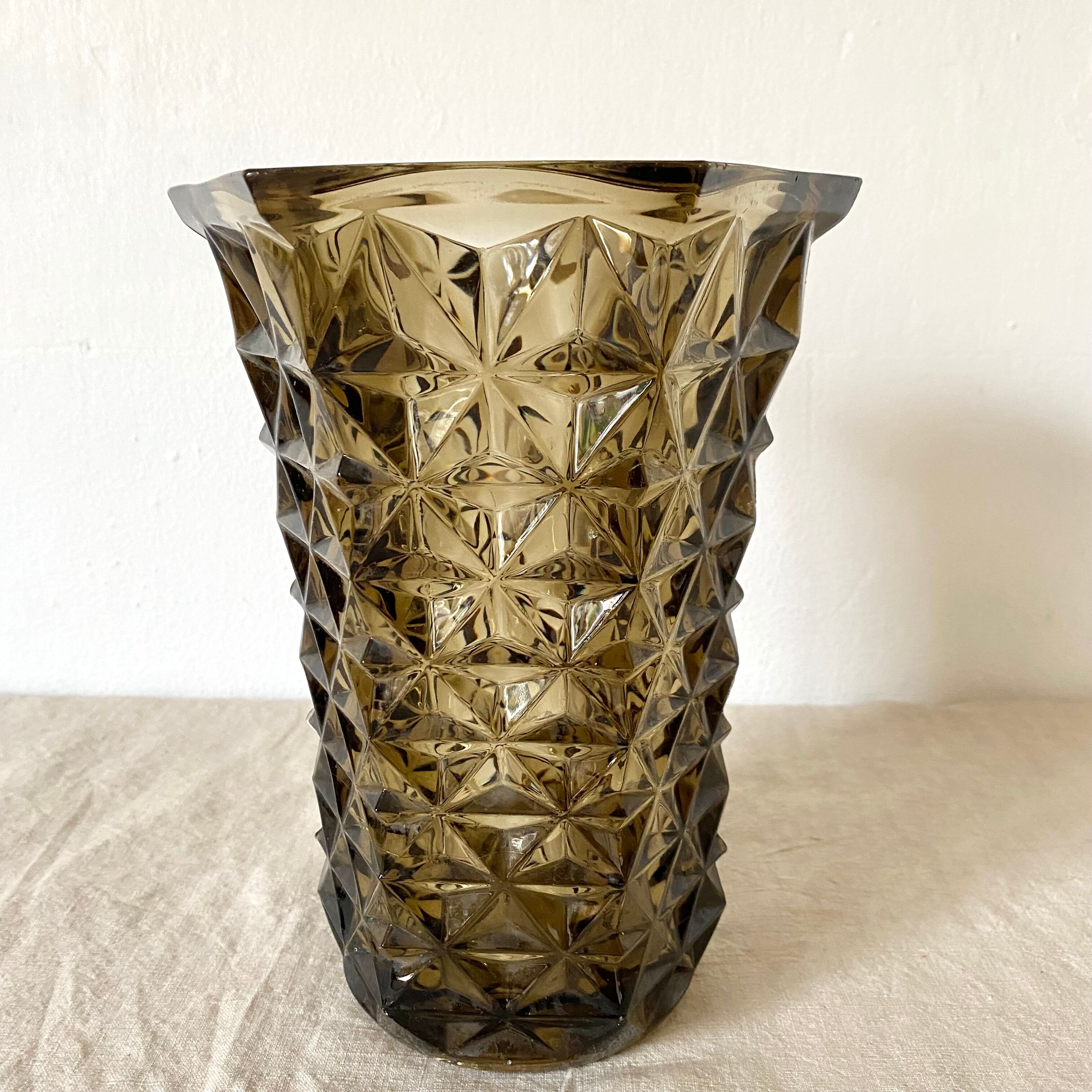 Vintage smoked glass vases