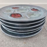 6 assiettes à huiles en grès
