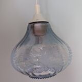 Suspension tulipe verre bleuté