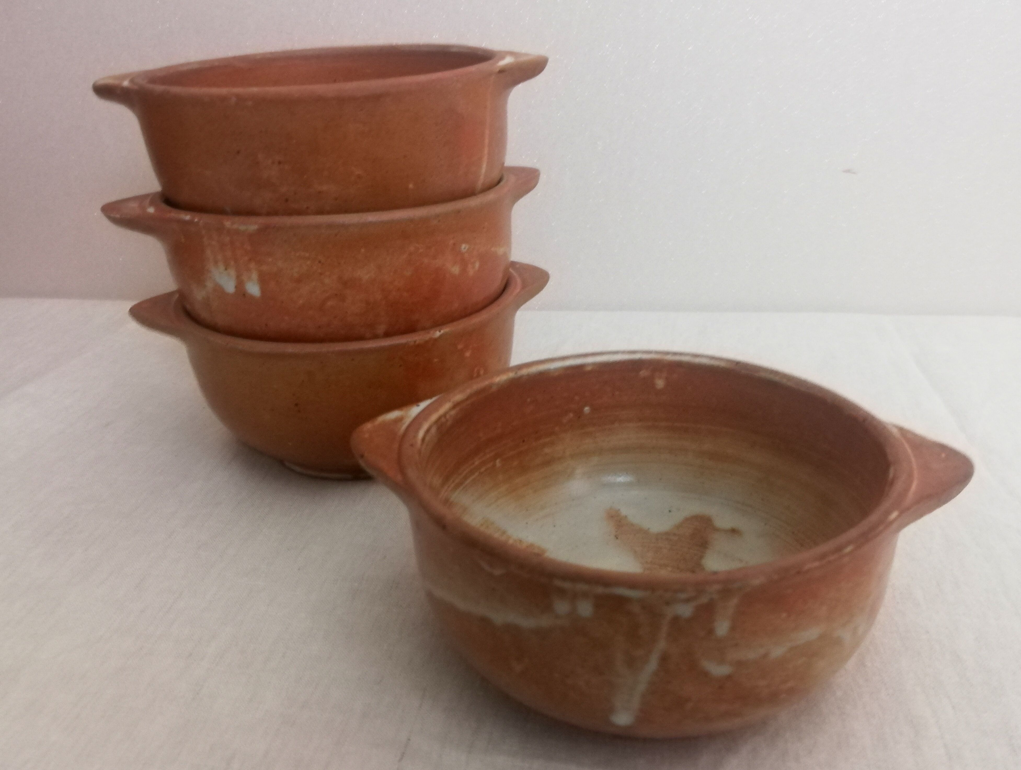 Set of 4 bowls handmade sandstone 60s