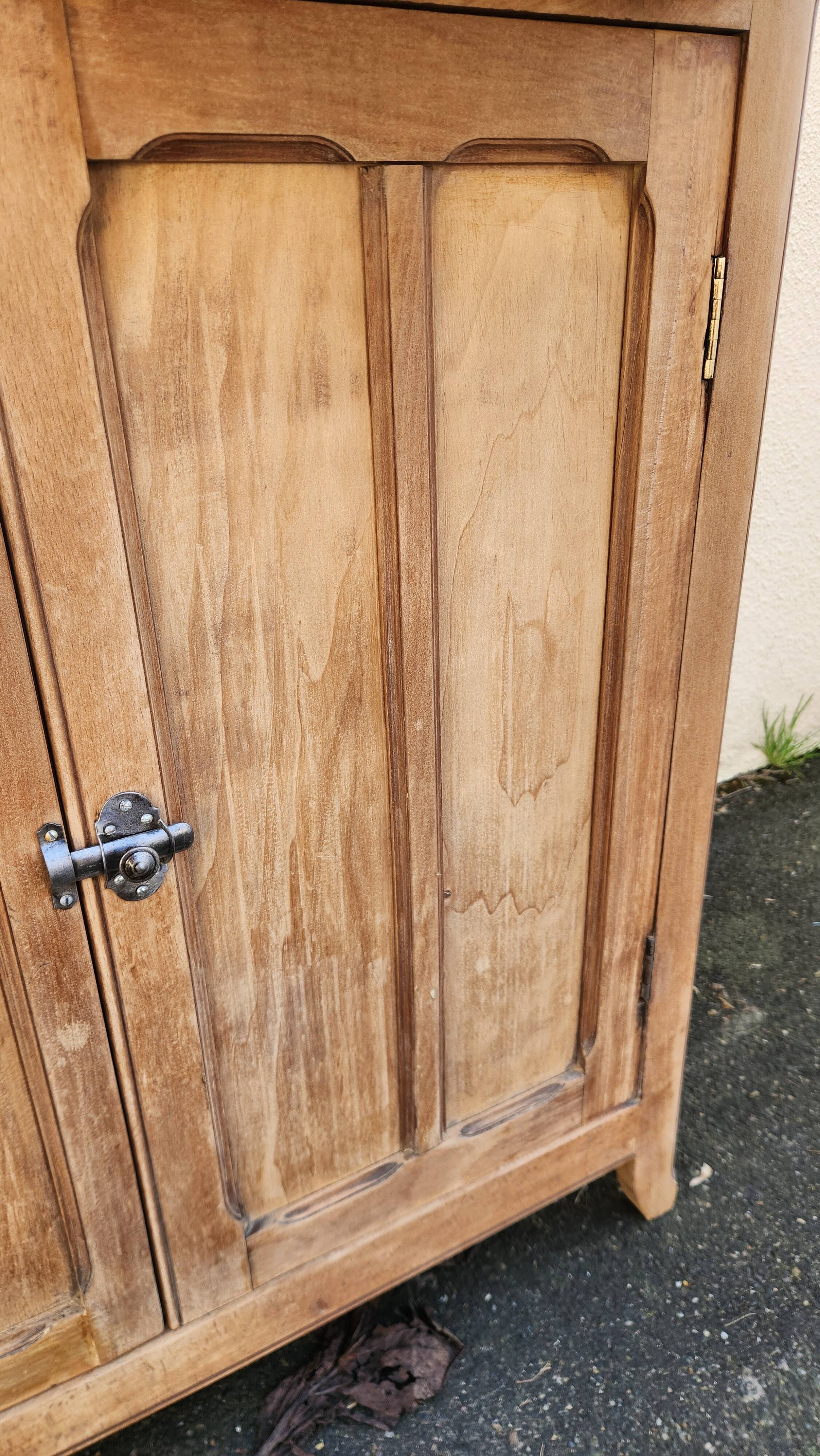 Old Parisian furniture with two doors, raw sanded.