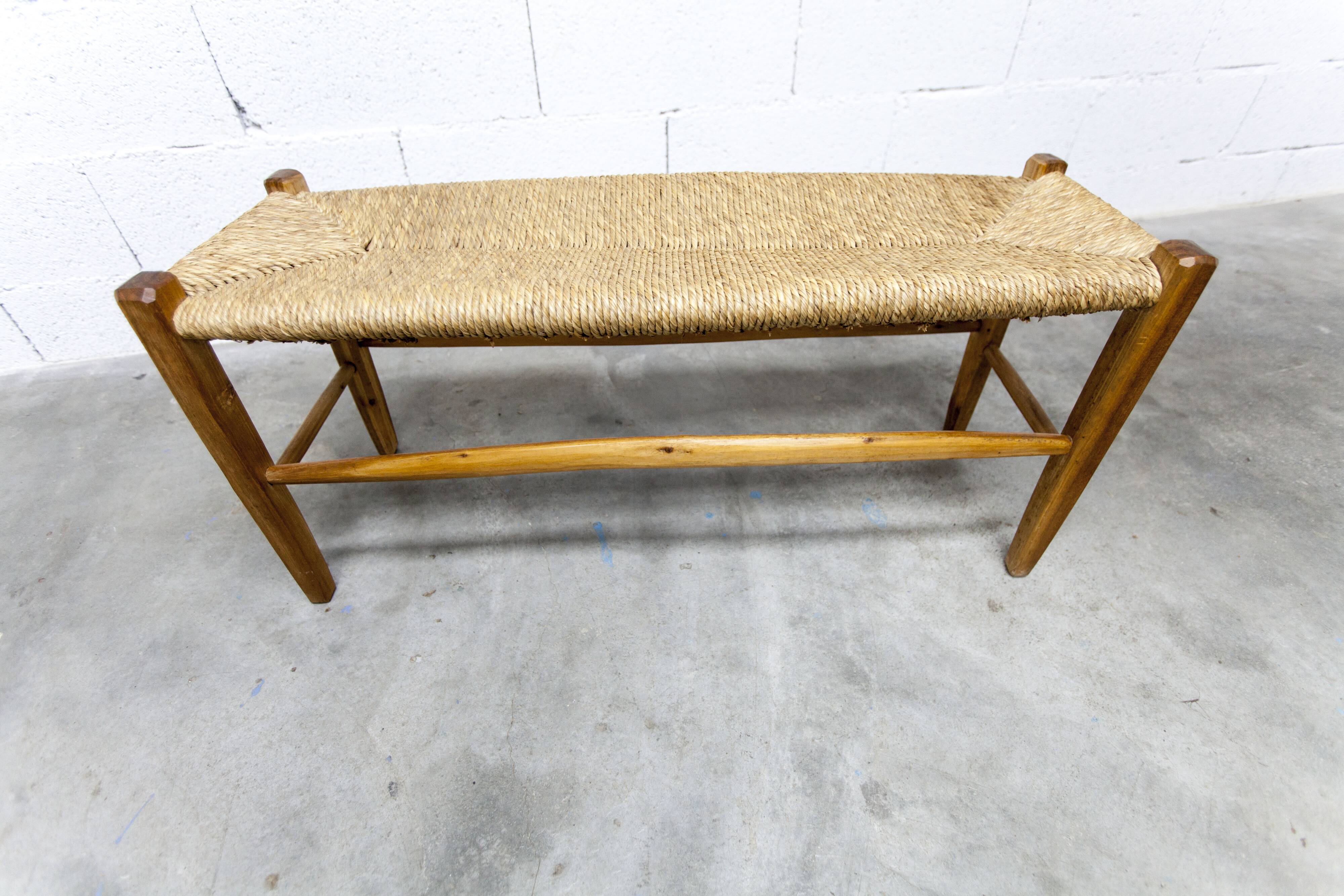 Rustic artisanal brutalist bench 1960 93cm