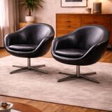 Vintage Pair of Galon Swivel Armchairs — Second Half of the 20th Century