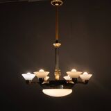 Art Deco chandelier with glass shade, Czechoslovakia, 1930s