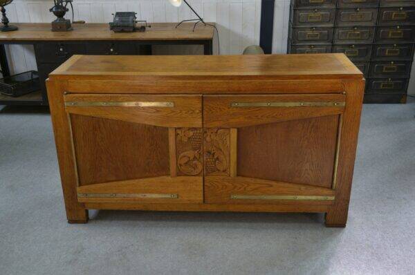 Art Deco solid oak sideboard by Henri Bonjour 1930s