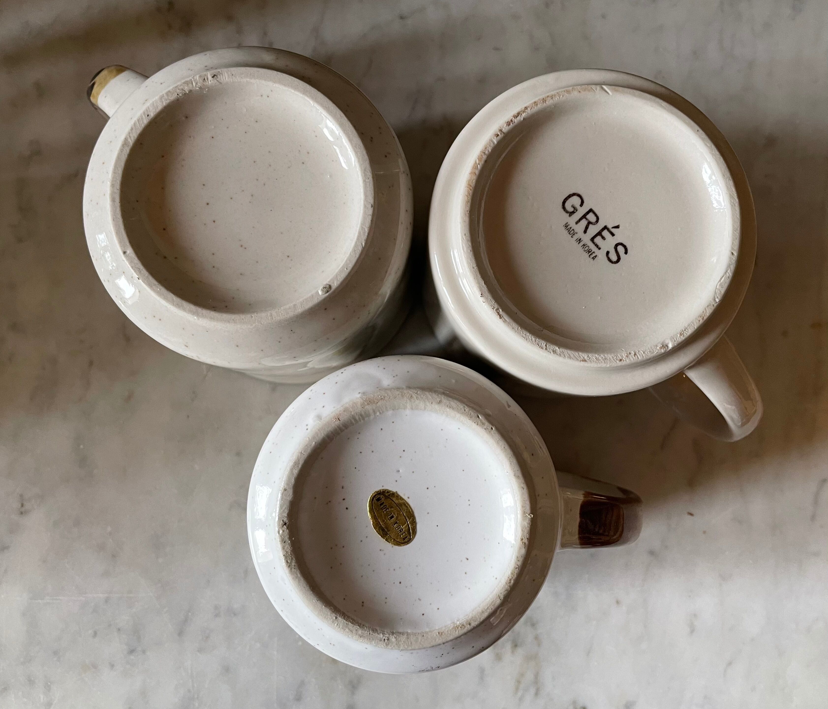 3 vintage stoneware mugs
