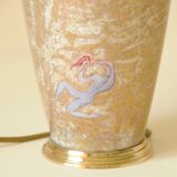 Antique Limoges porcelain table lamp, gold color, astrological sign decor