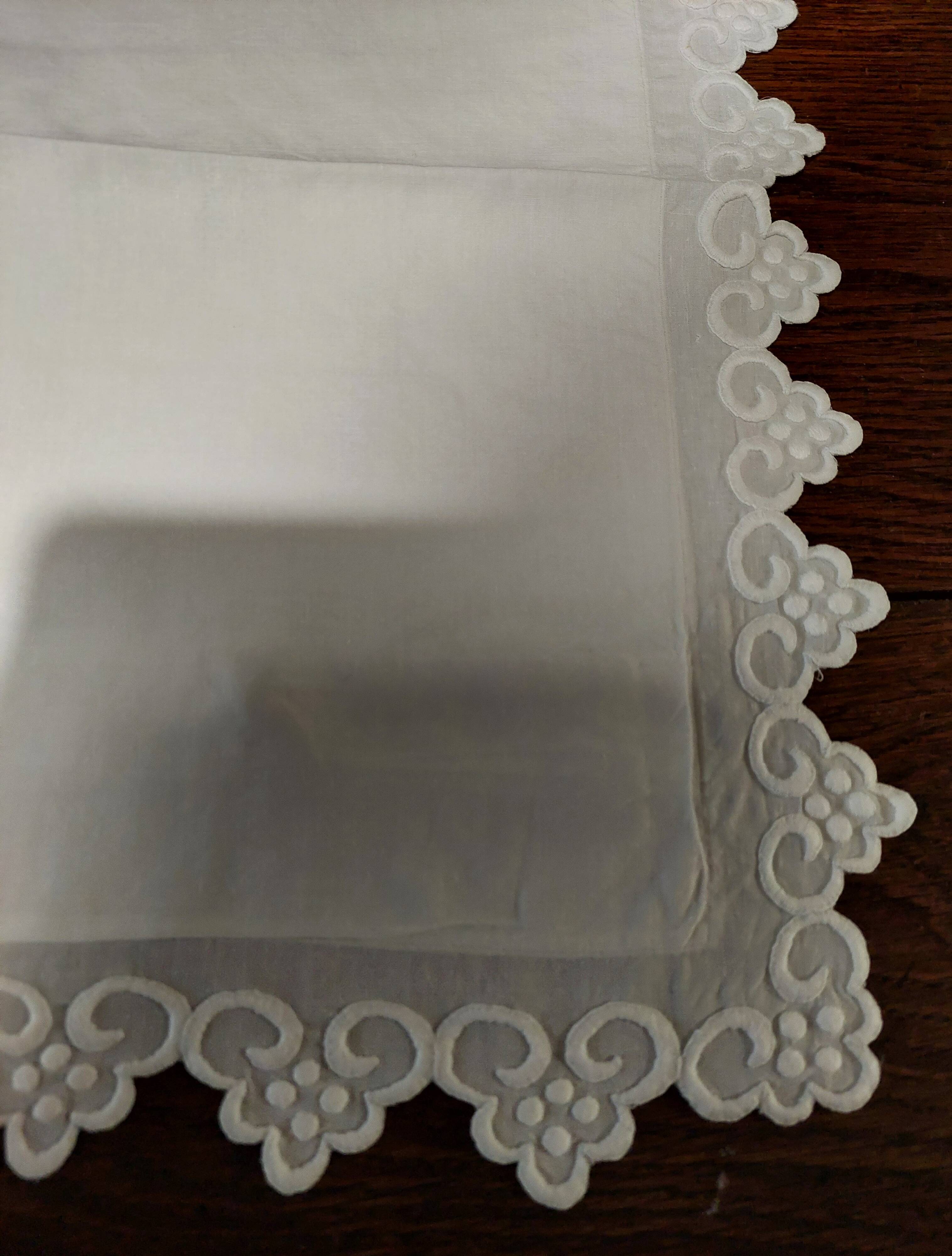 Old white cotton pillowcase 64 x 68 cm