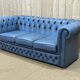 English Chesterfield 3-seater sofa in blue leather from the 1980s
